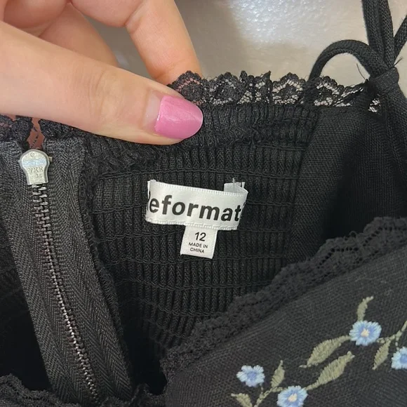 NWT REFORMATION KIERYN LINEN DRESS BLACK SIZE 12 - Picture 9 of 10